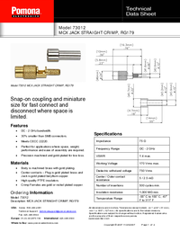 Thumbnail of document Data Sheet - 73012 MCX Jack, Straight Crimp, 75 Ohm, RG179/U Type
